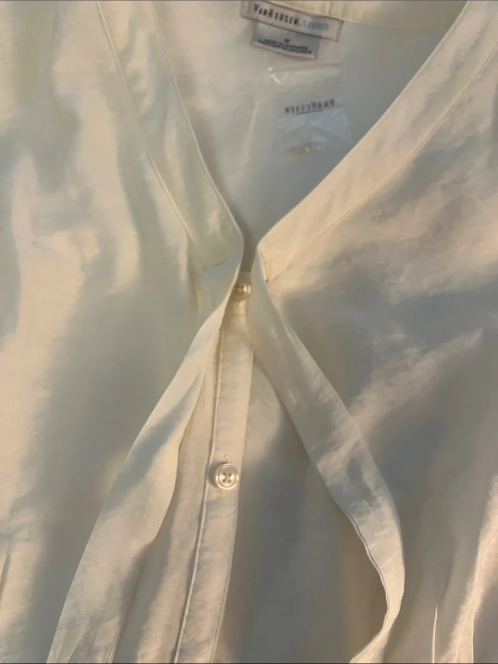 Van Heusen Cream Short-Sleeve Tie-Front Blouse